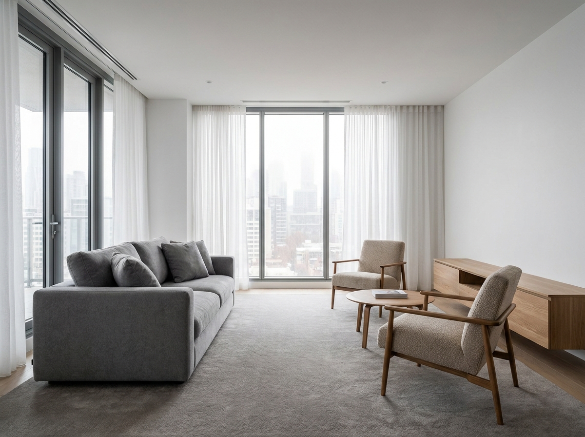 Comparaison canapé droit et fauteuils séparés dans un appartement contemporain lumineux