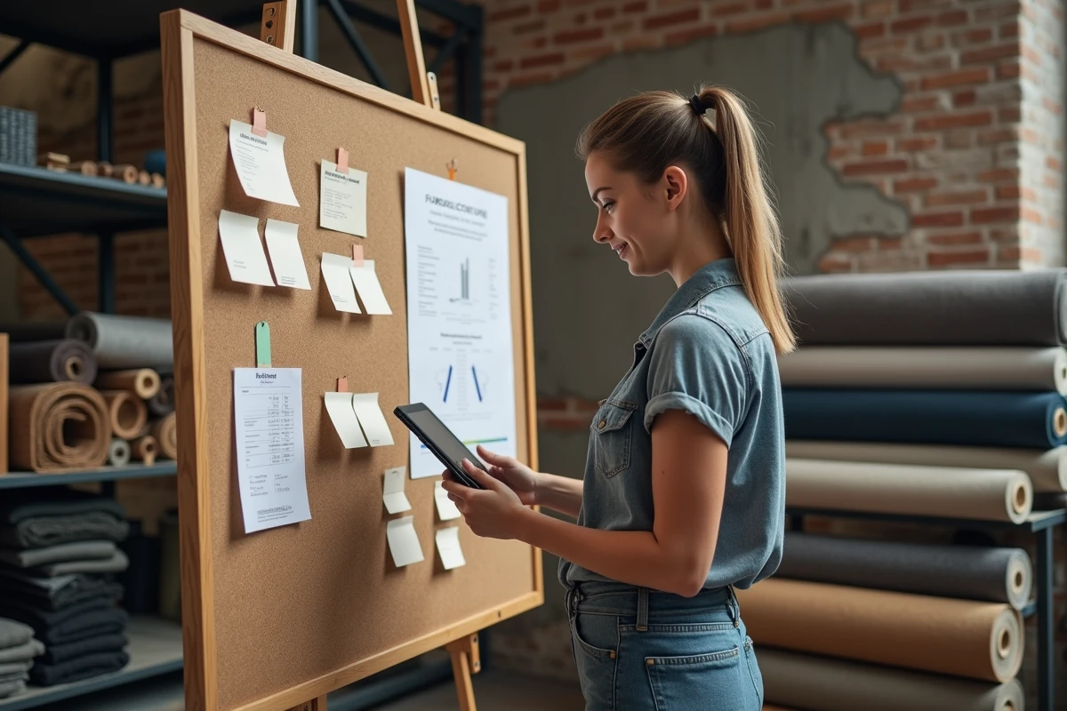 Jeune femme manager analysant un tableau de coûts